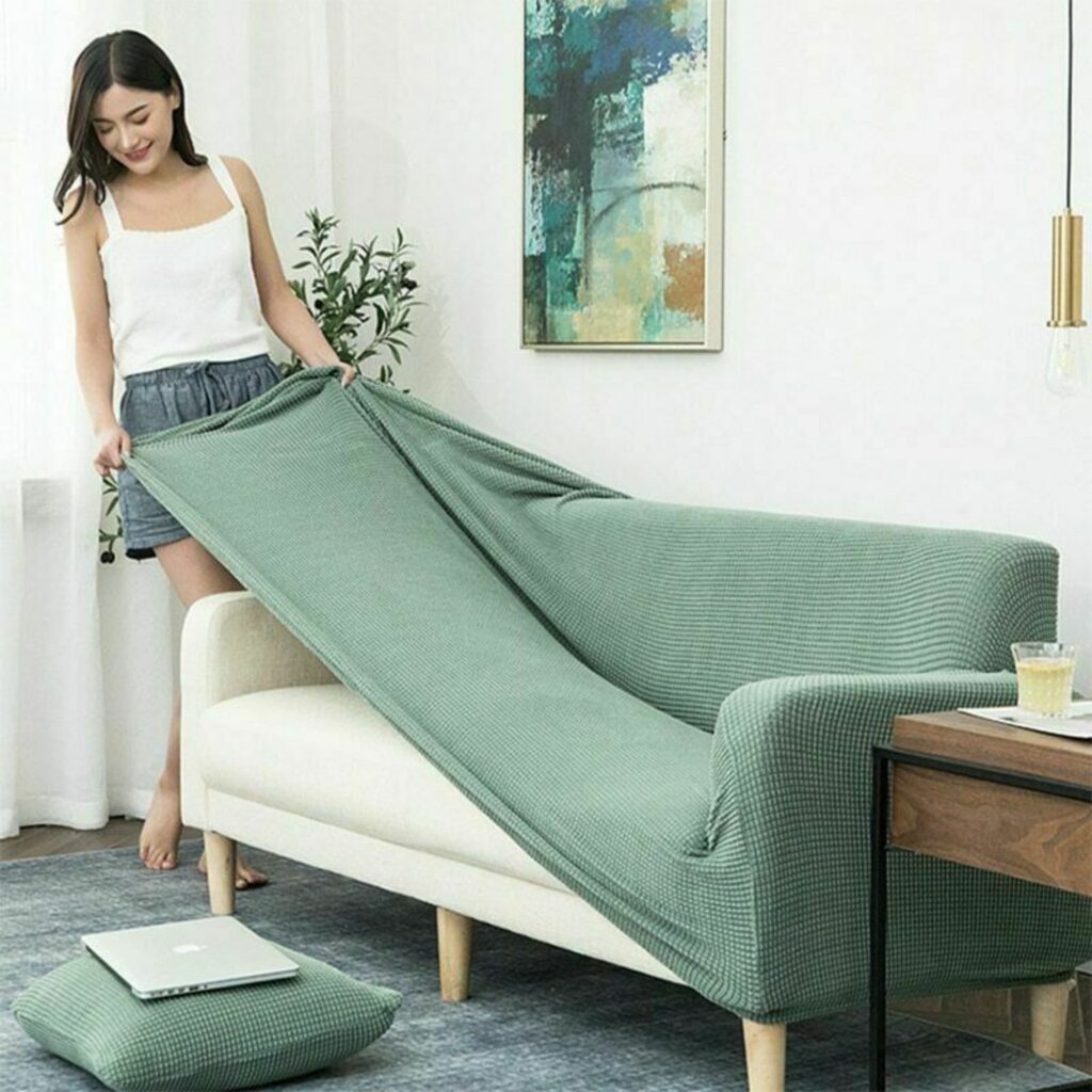 Elastic sofa cover green (190-230cm)